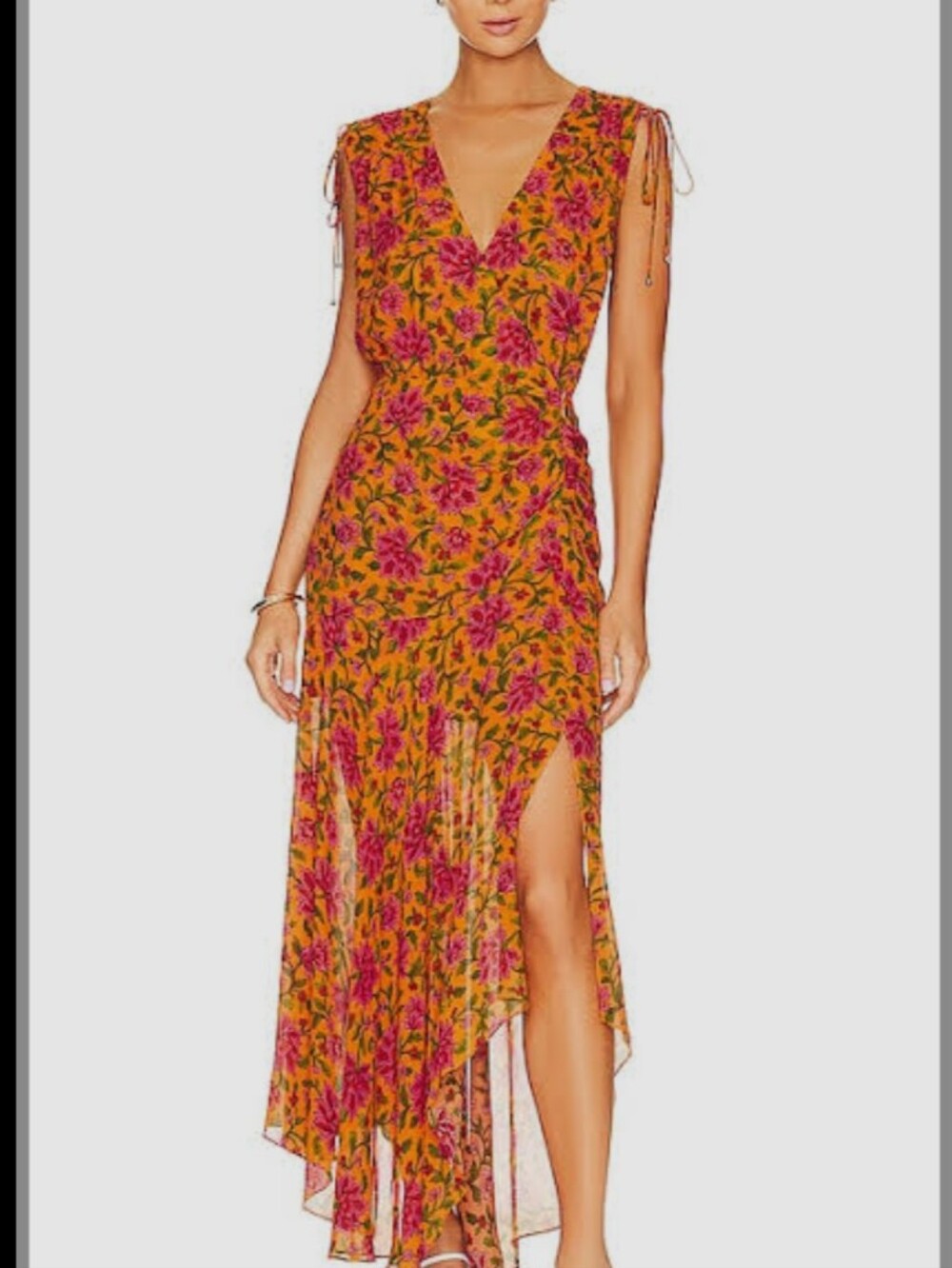 Veronica Beard Dovima Dress In Hot Orange Multi - Silk - Picture 9 of 9